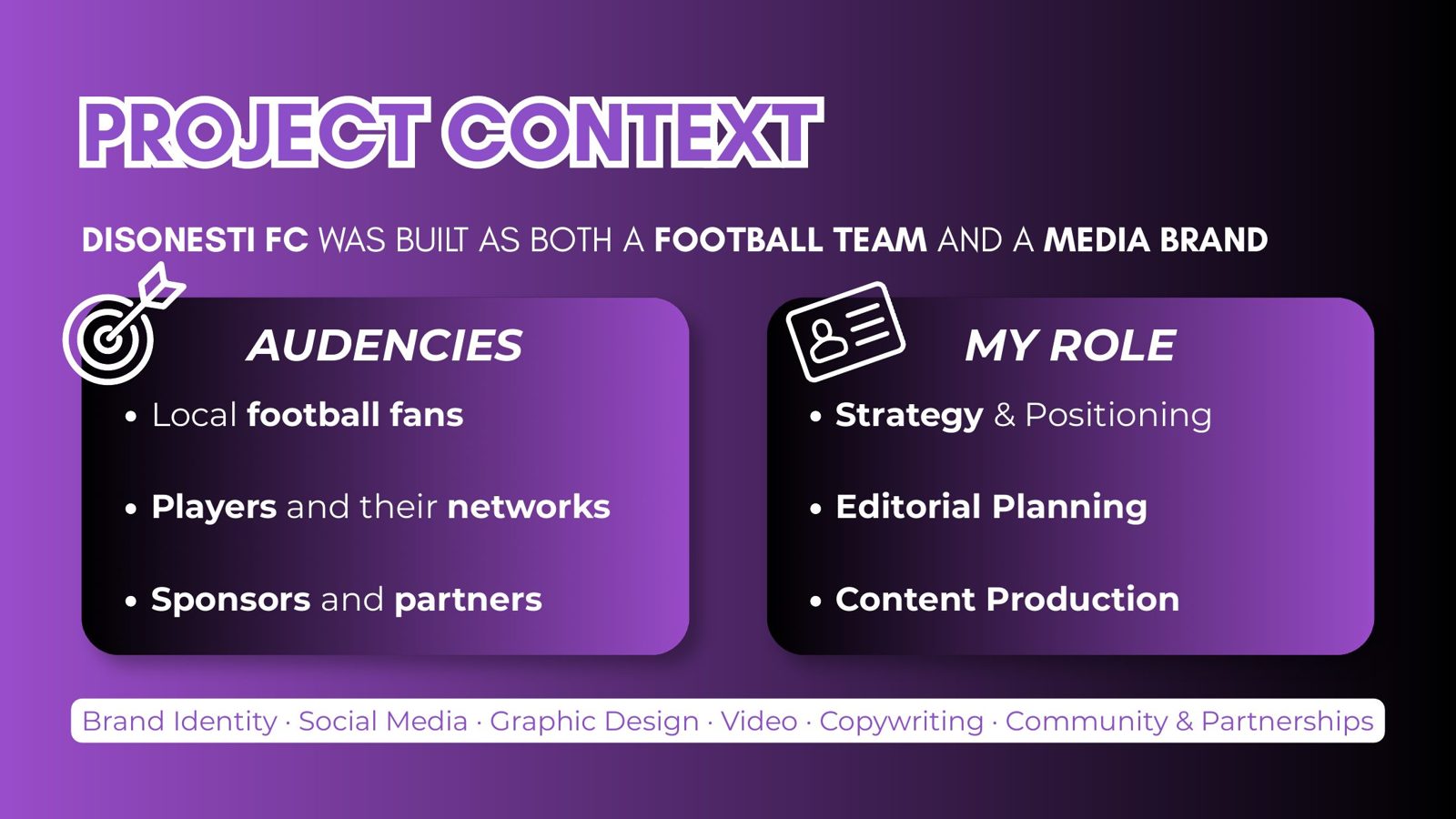 Disonesti FC project presentation — slide 2 of 10