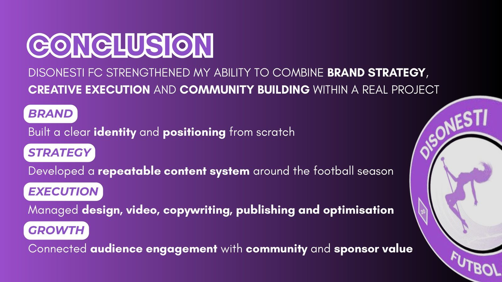 Disonesti FC project presentation — slide 10 of 10