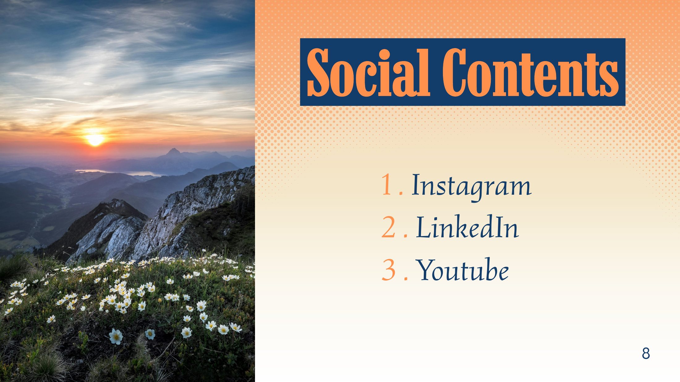 Orizon brand and social media design presentation, slide 8 of 14