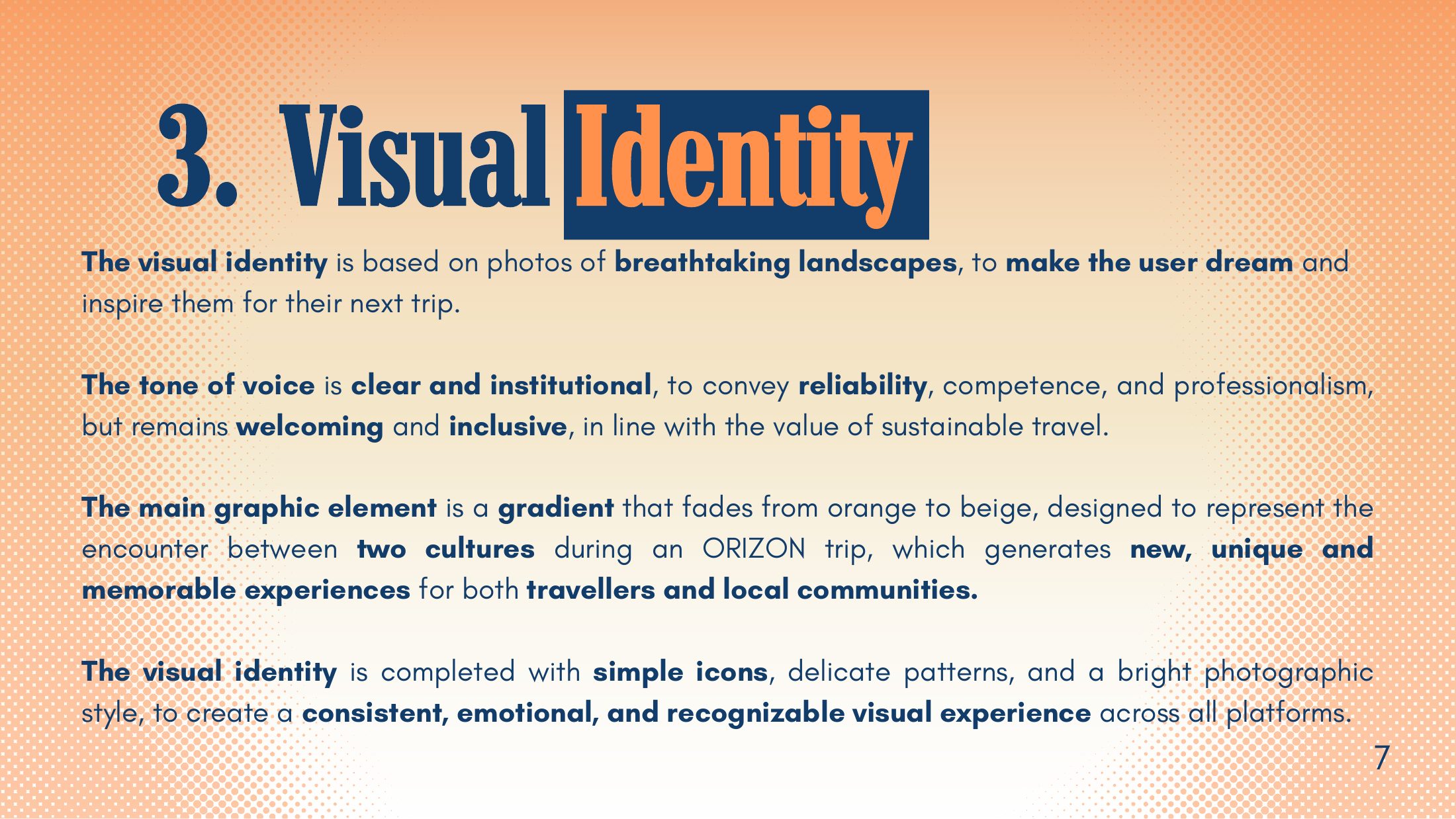Orizon brand and social media design presentation, slide 7 of 14