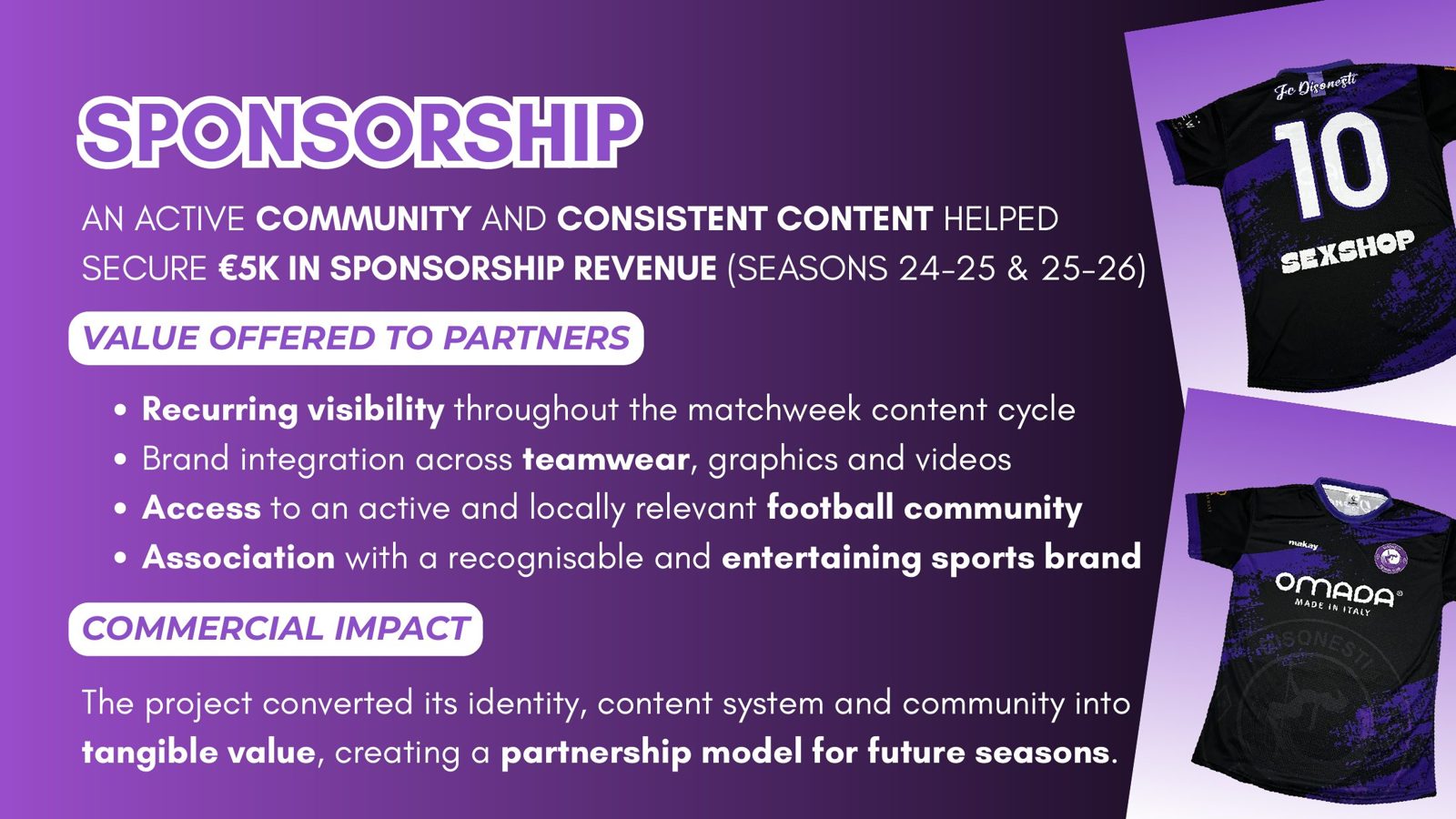 Disonesti FC project presentation — slide 8 of 10