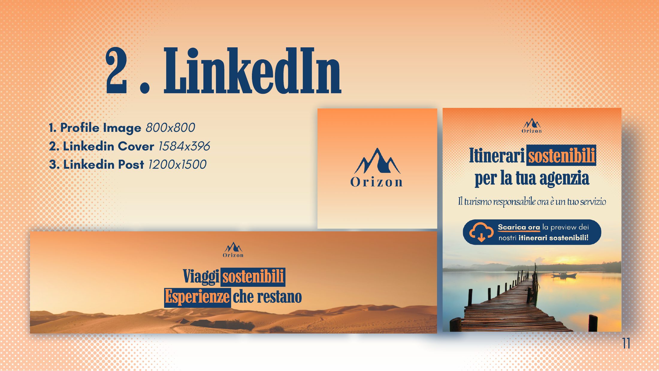 Orizon brand and social media design presentation, slide 11 of 14