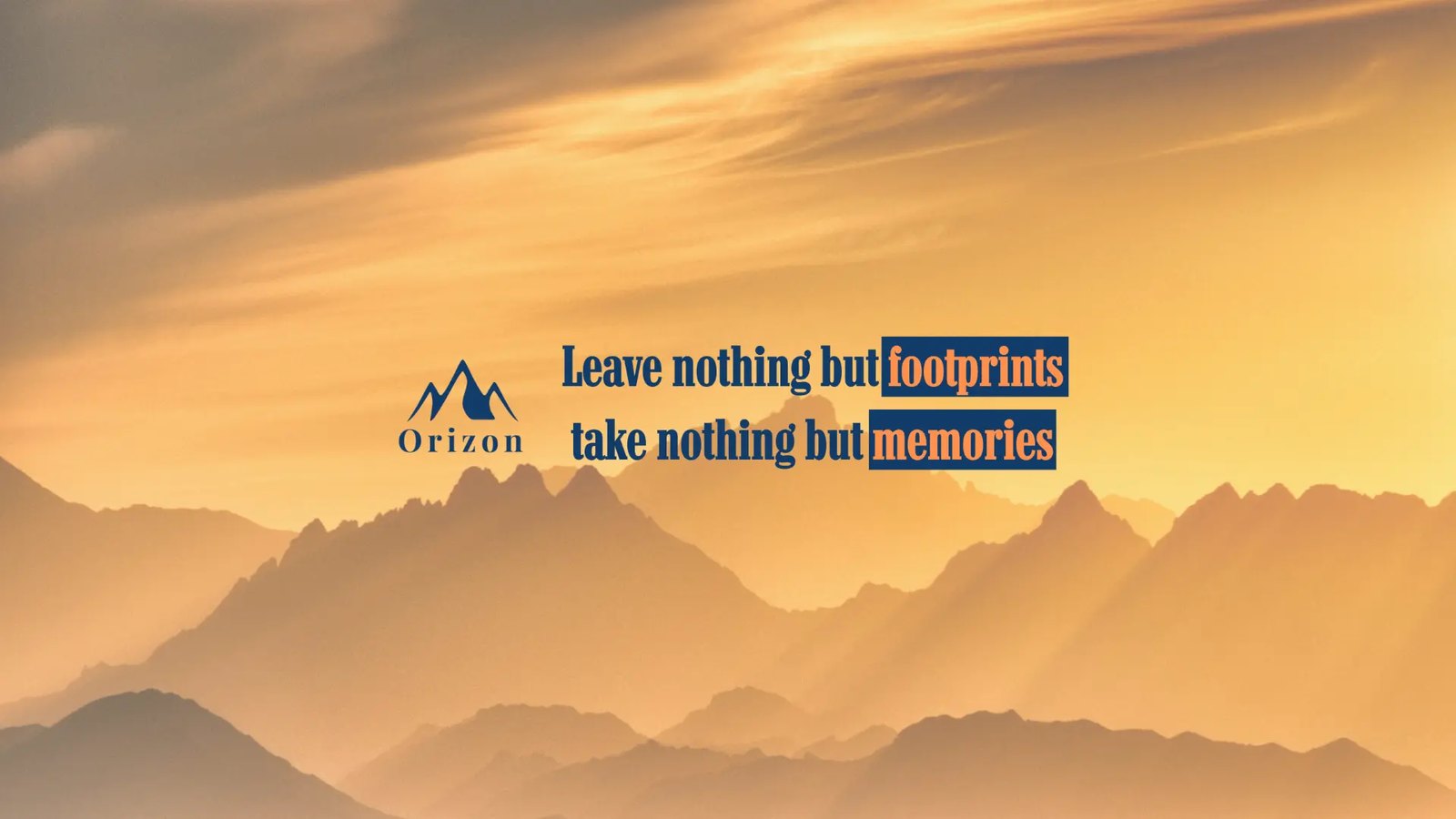 Orizon YouTube channel banner with mountain landscape and brand mission