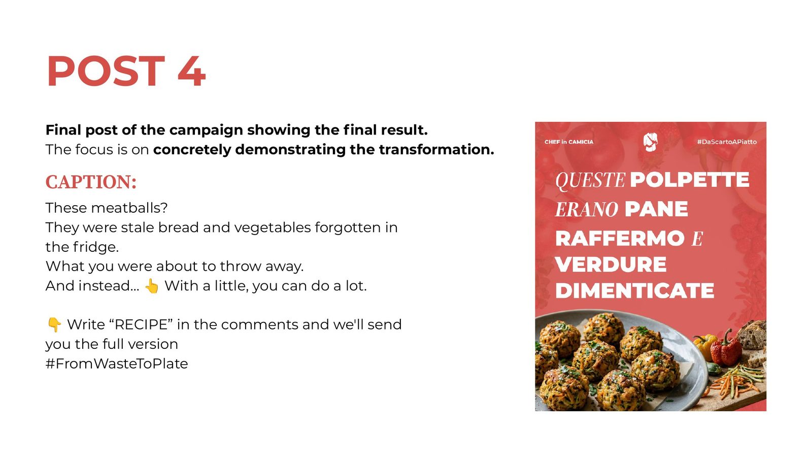 Chef in Camicia social media campaign presentation, slide 18 of 21
