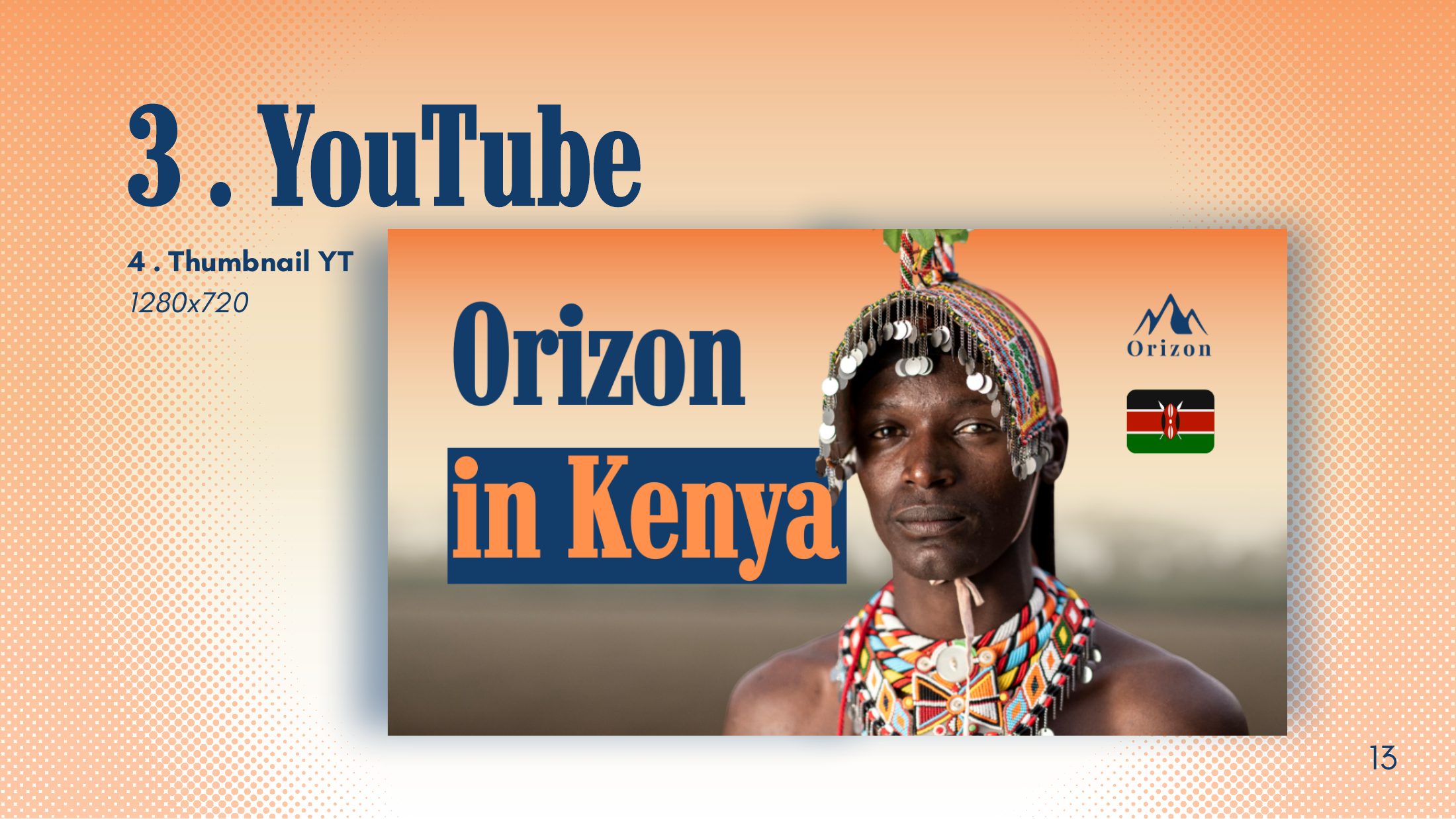 Orizon brand and social media design presentation, slide 13 of 14